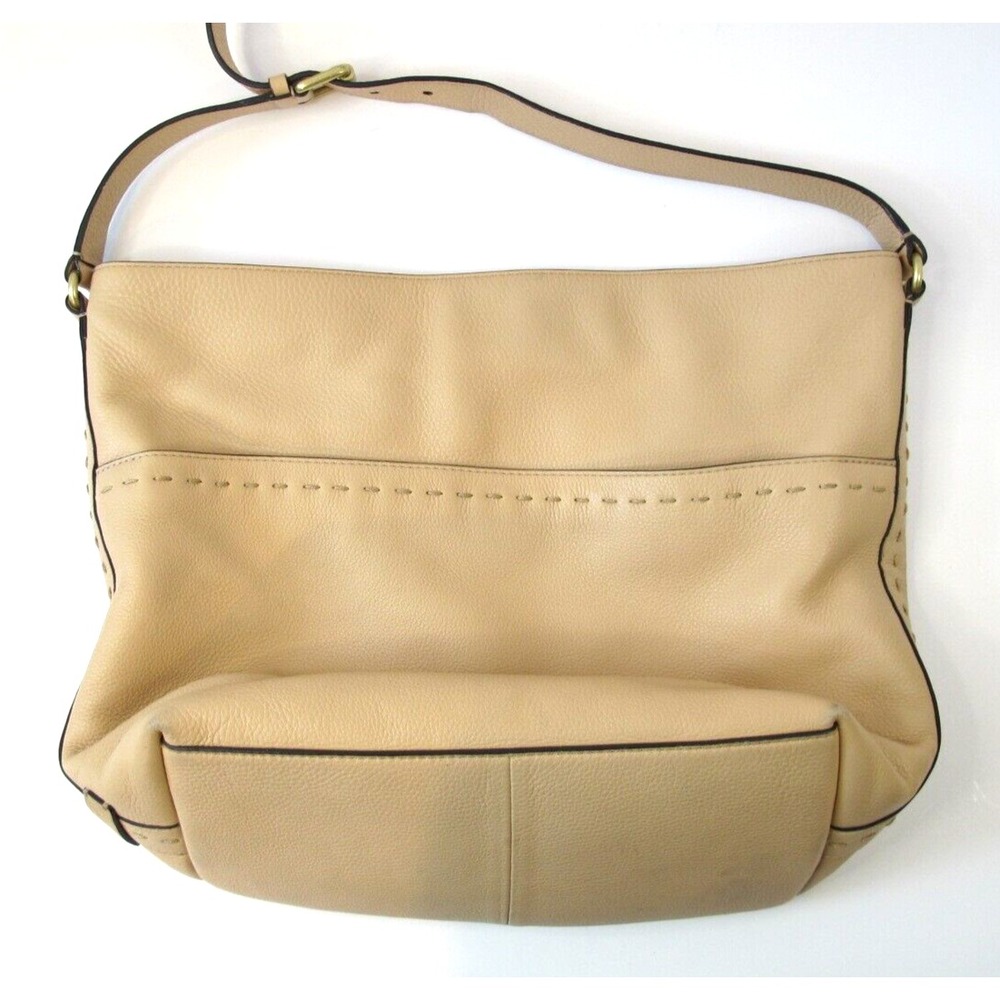 Cole Haan Beige Pebbled Leather Hobo Shoulder Bag Handbag‎ Purse